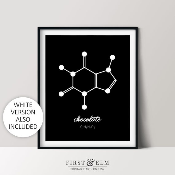 Chocolate Molecule Print Nerd Home Dcor Chocolate Lover Gift Idea