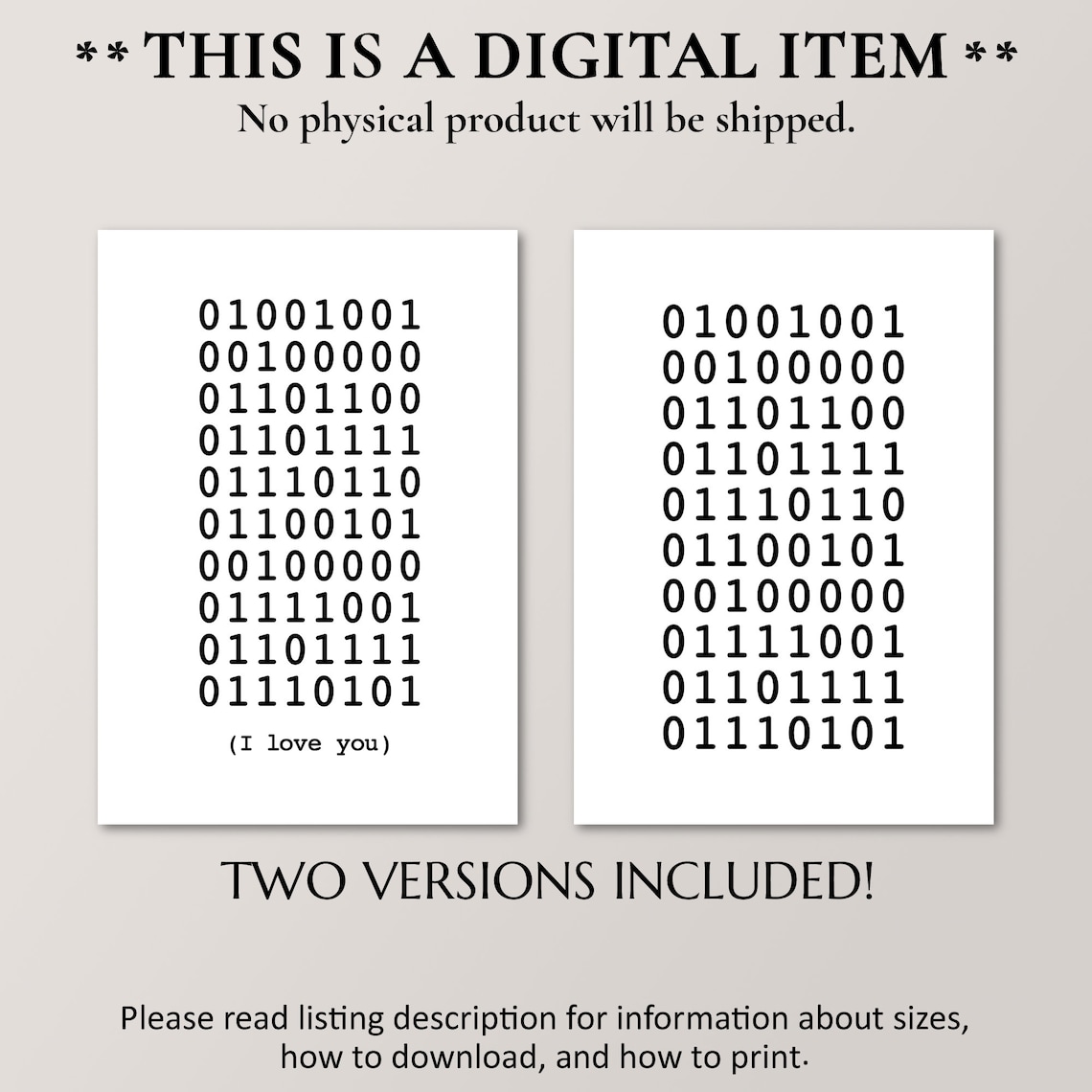 Binary Code I Love You Art Print, Nerdy Gift - Image 4