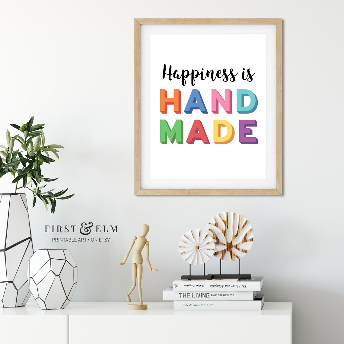 Happiness Is Hand Made Colorful Block Letters Craft Room Fun Poster - Image 3