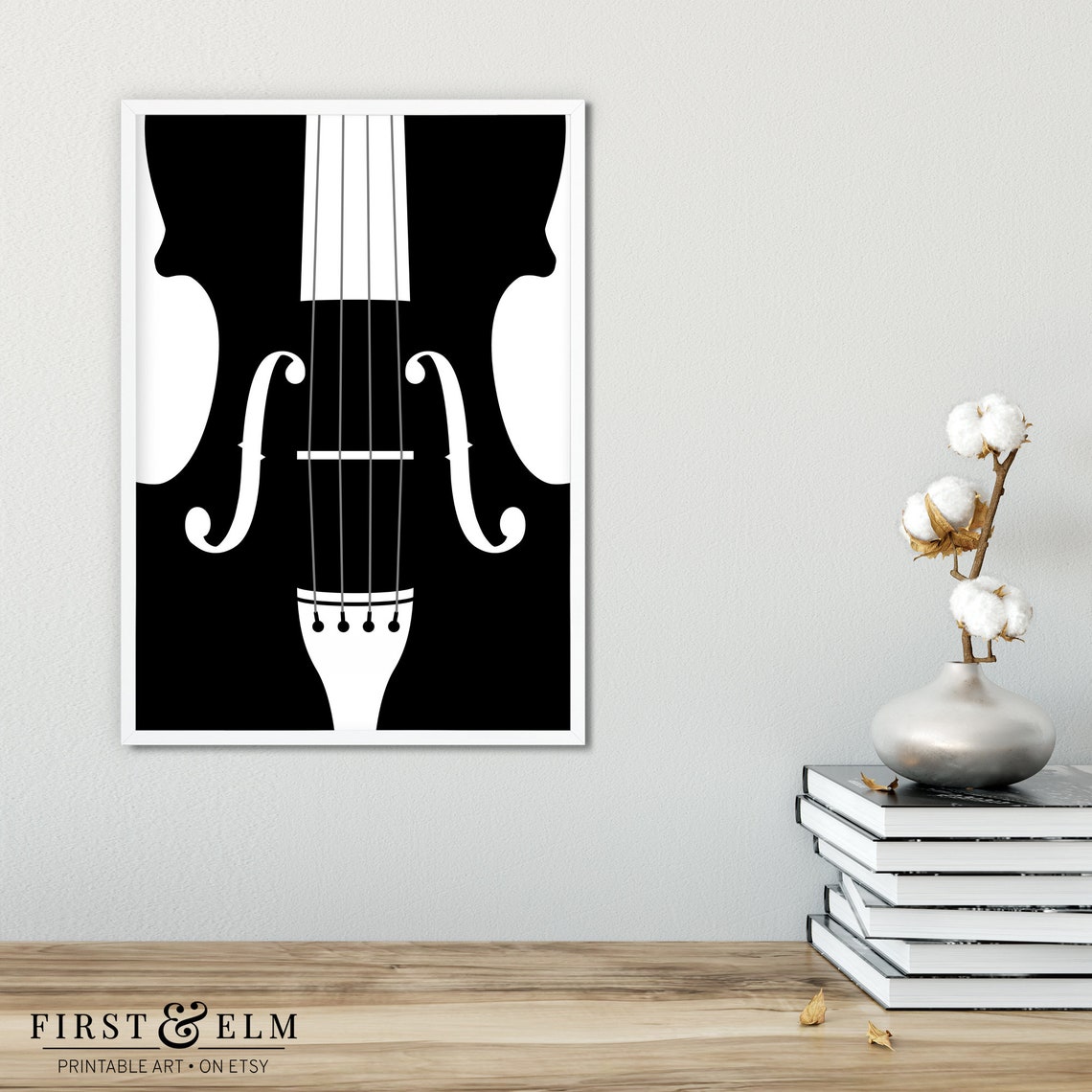 Violin Silhouette Minimalist Music Art Violinist Black White Print - Image 3