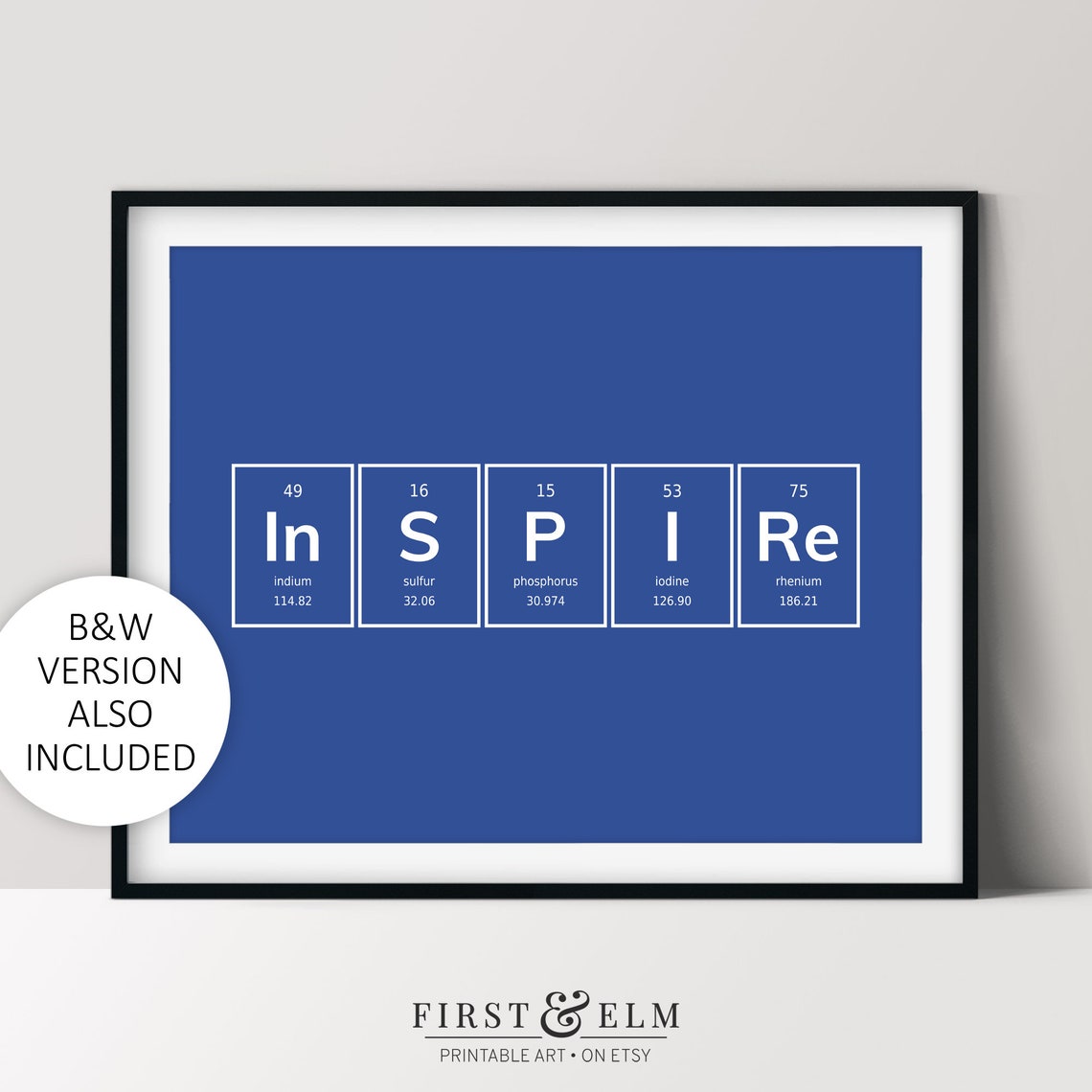 Inspire Periodic Table Elements Typography Blue Chemistry Poster