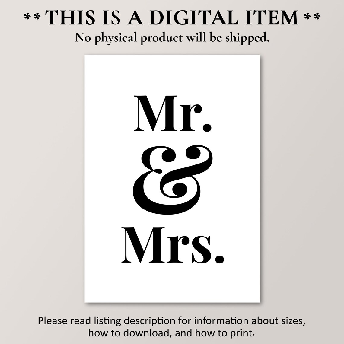 Mr Mrs Print, Minimalist Living Room Decor - Image 4