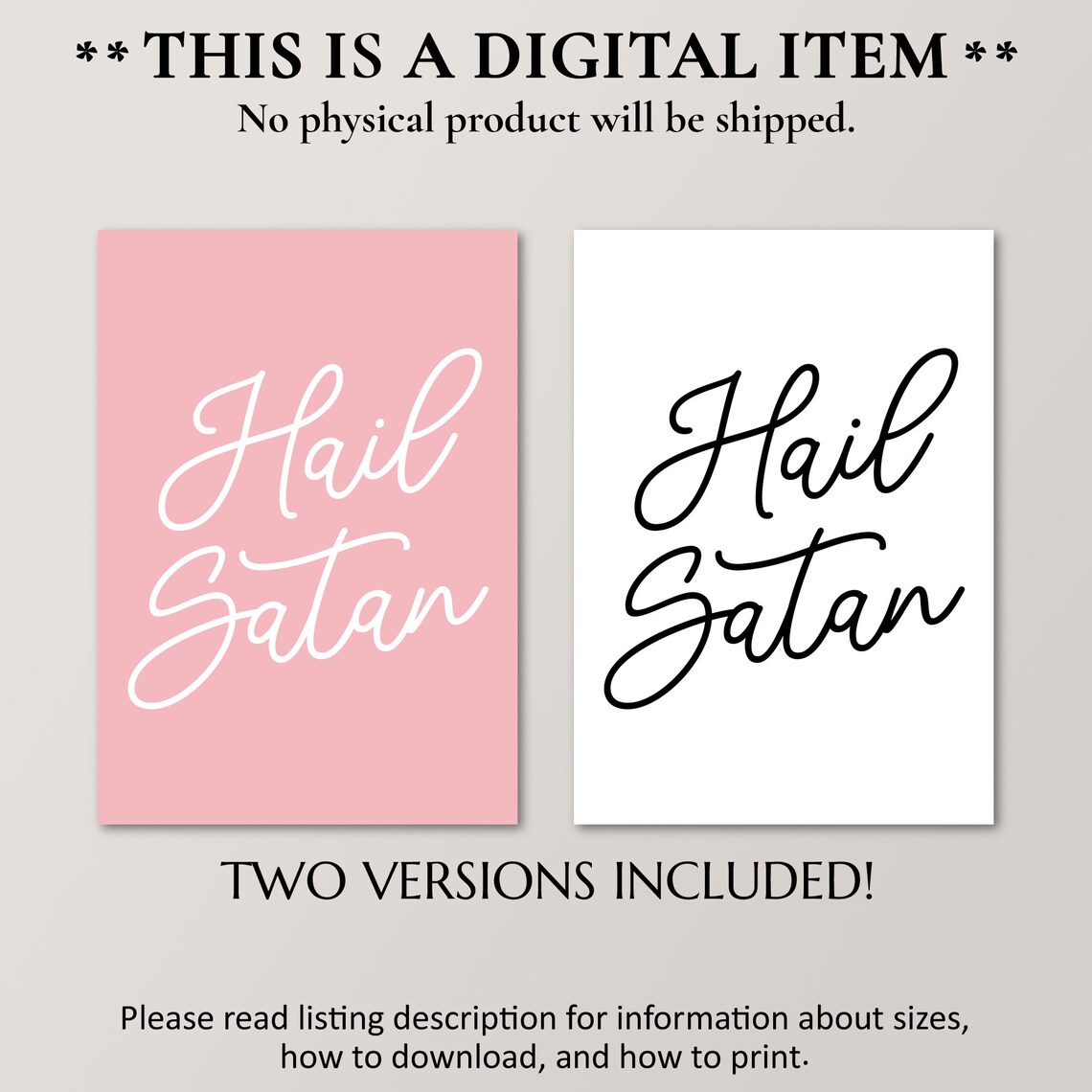 Hail Satan Funny Snarky Office Art Print - Image 2