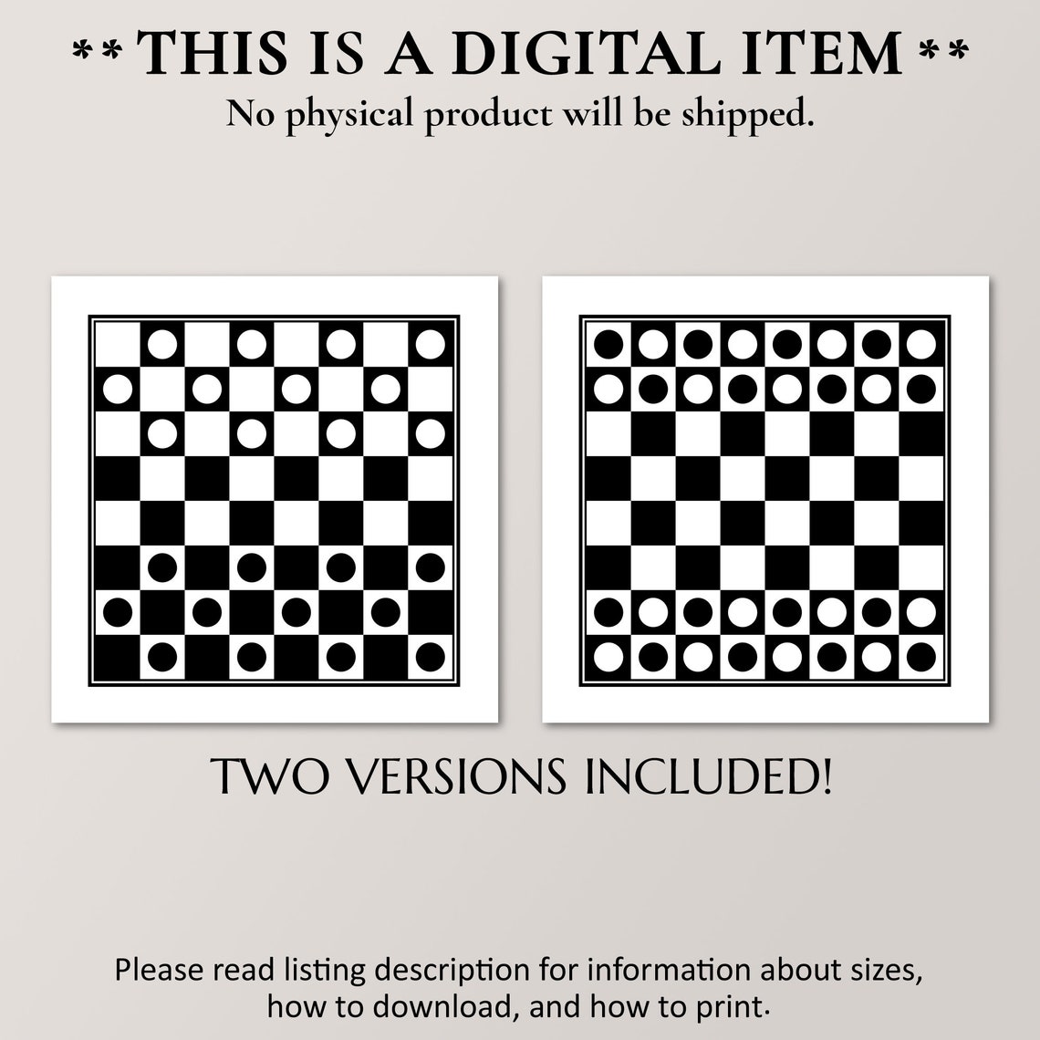 Checkers Board Game Minimalist Black White Game Room Wall Poster - Image 4