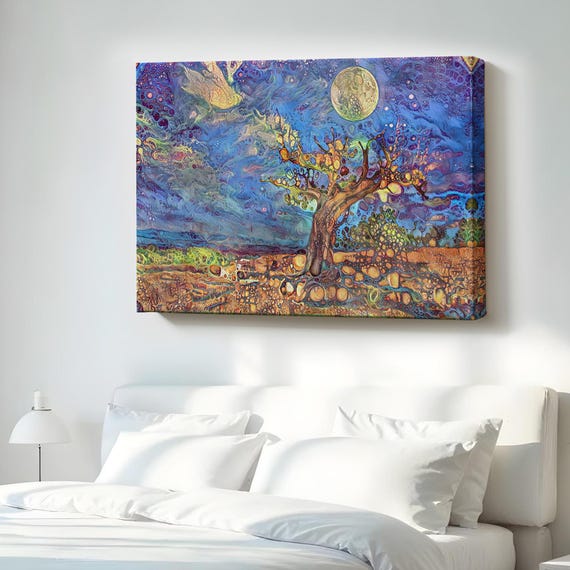 Magical Modern Landscape With Old Tree Wall Art Nature Canvas Decor Print