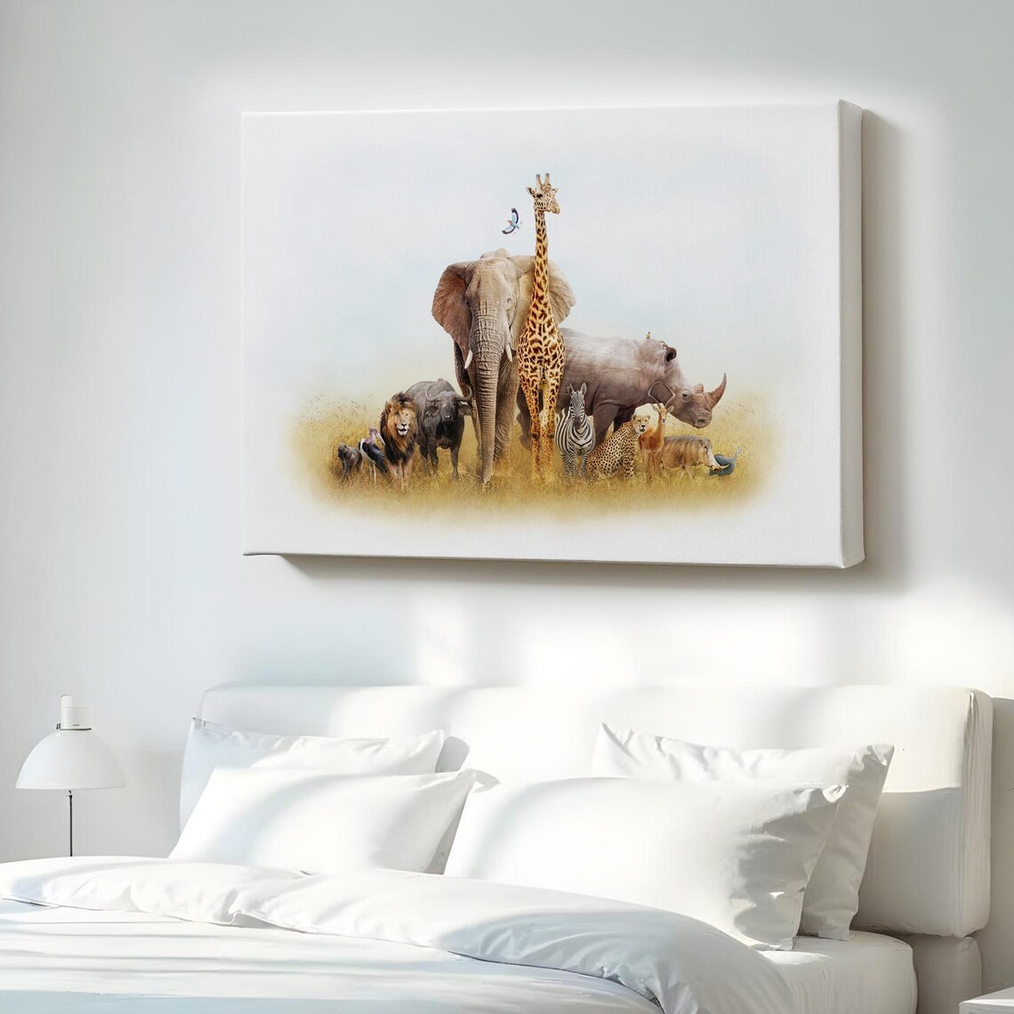 African Safari Animals Watercolor Savanna Wildlife Collage Poster