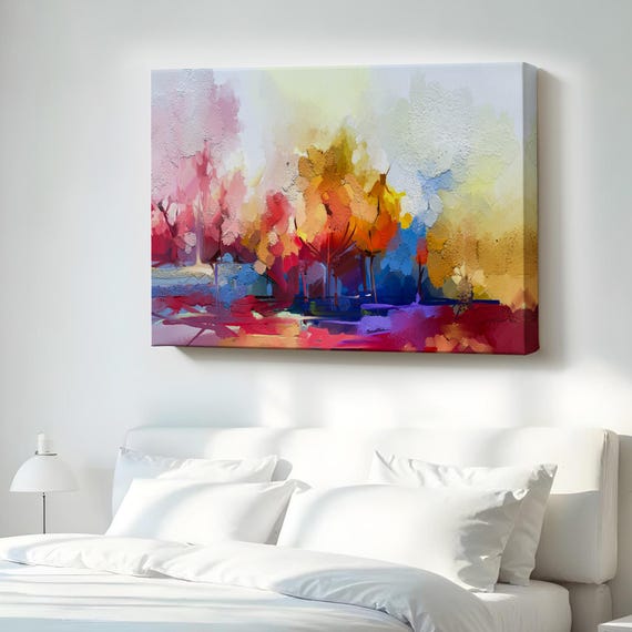 Brush Stroke Abstract Modern Art Oil Painting Look Canvas Wall Framed Housewarming Gifts Print