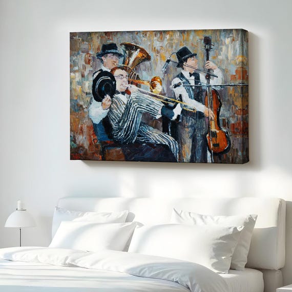 Orchestra Playing Music Decorative Wall Art Modern Decor Canvas Print Housewarming Gifts