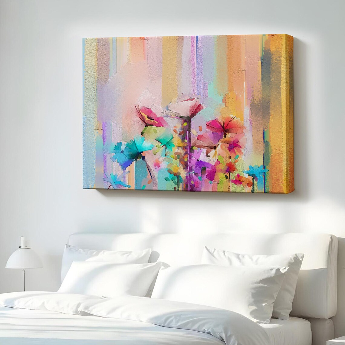 Abstract Pastel Wildflowers Watercolor Floral Bloom Art Poster
