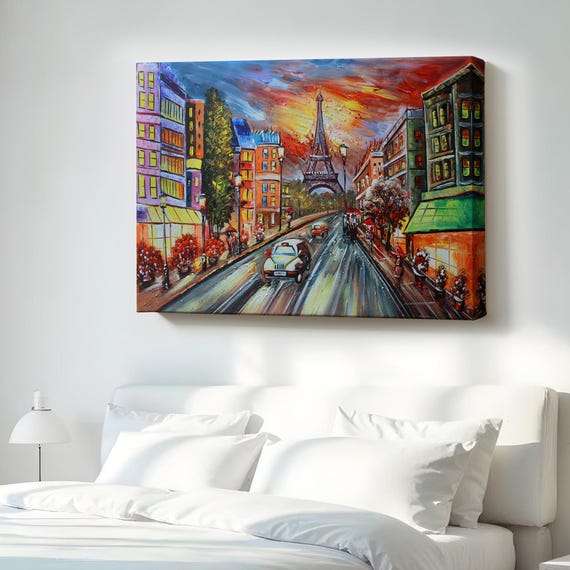 Eiffel Tower View Oil Painting Look Decorative Canvas Wall Art Gift For Home Decor Office Regional