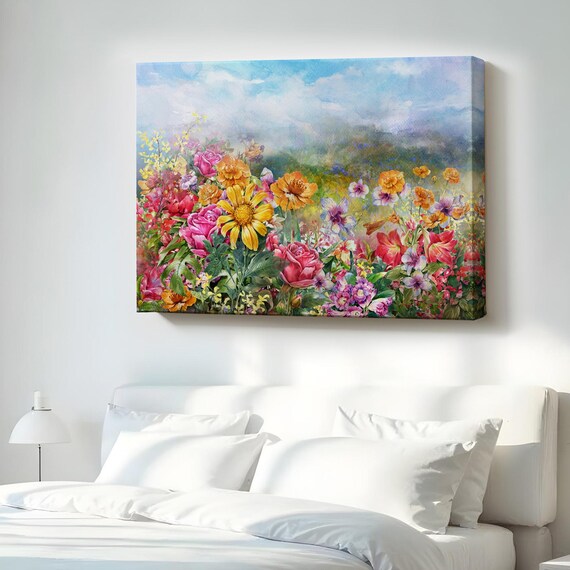 Wildflower Meadow Bursting With Color Floral Landscape Poster