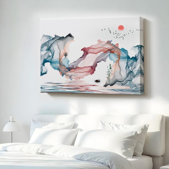 Abstract Ink Art Decorative Canvas Wall Housewarming Gifts Print Large