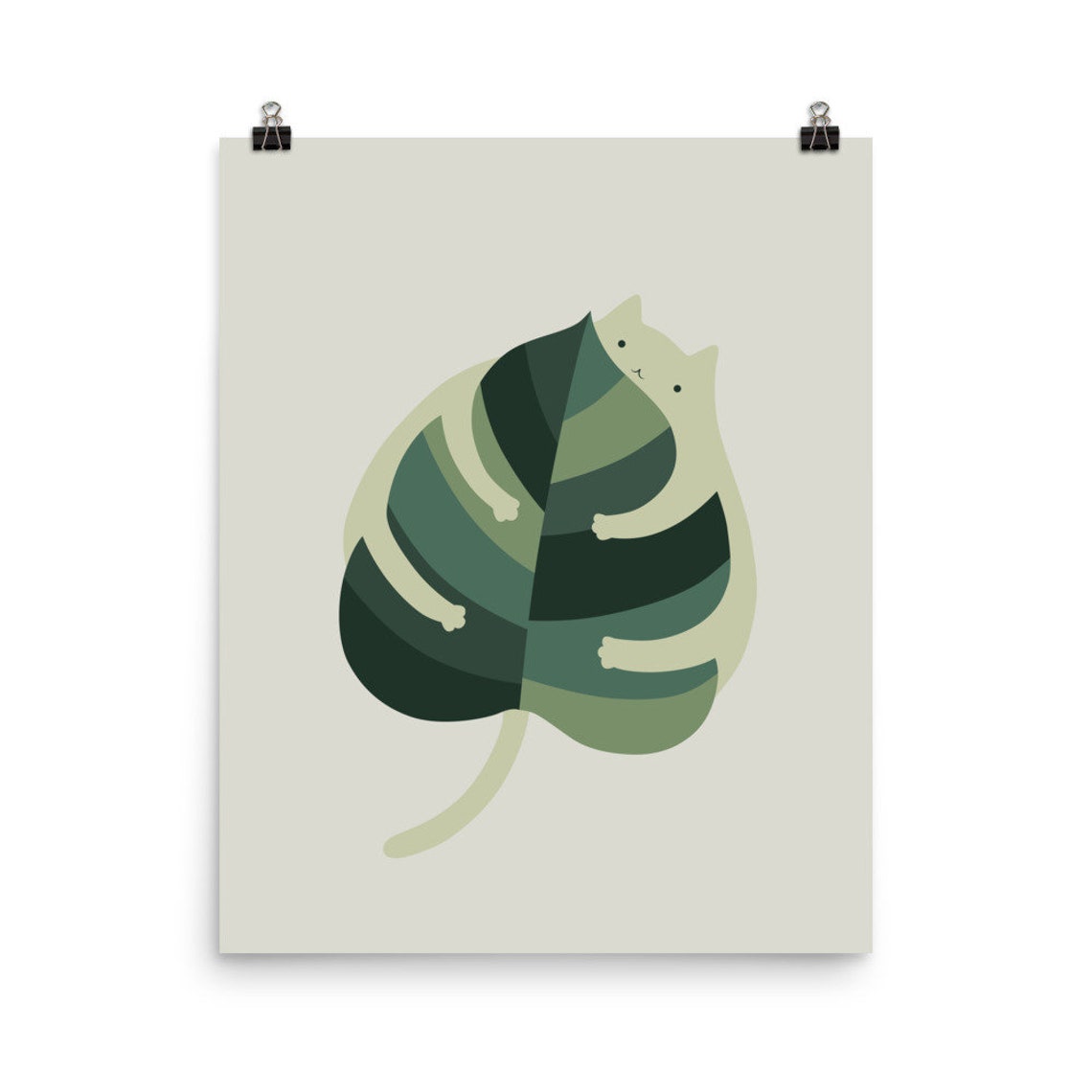 Monstera Cat Hug Art Print