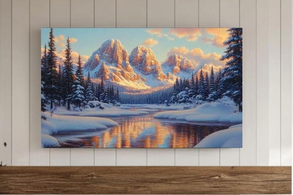 Cozy Winter Frame Tv Art Neutral Forest Landscape Samsung Screensaver Snowy Decor