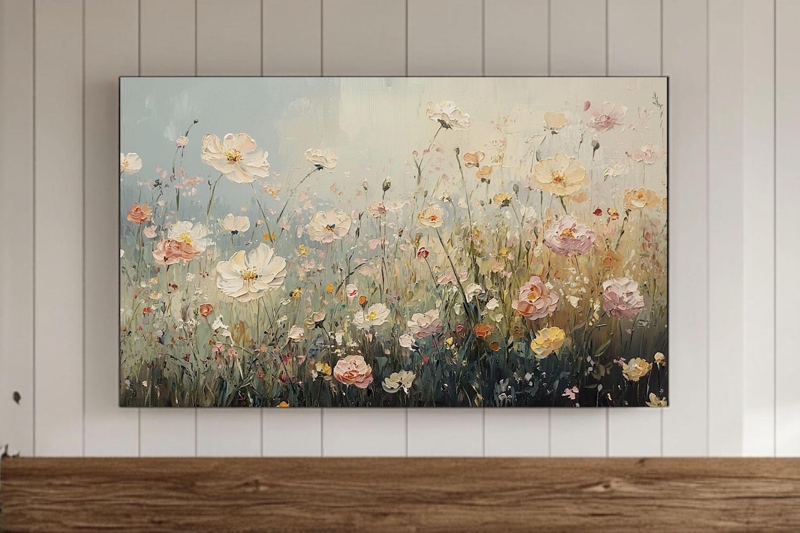 Summer Wildflowers Frame Tv Wall Art Field Of Flowers Samsung Screensaver Spring Country Farmhouse Cottage Vintage Style Background
