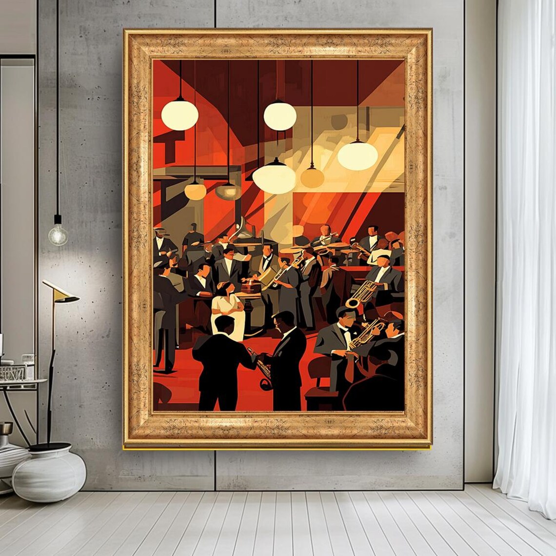 Vintage Jazz Club Band Musicians Warm Lights Retro Music Poster