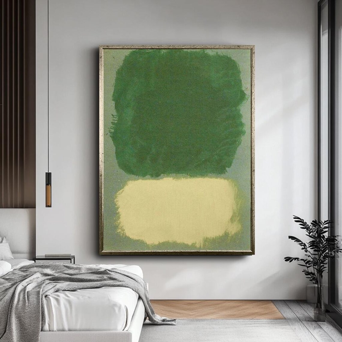 Green And Cream Color Block Abstract Minimalist Modern Wall Art - Image 5