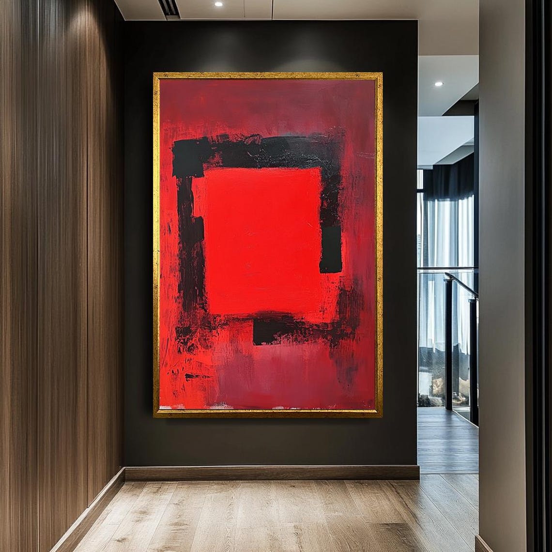Mark Rothko Style Bold Red Black Geometric Abstract Minimalist Poster - Image 3