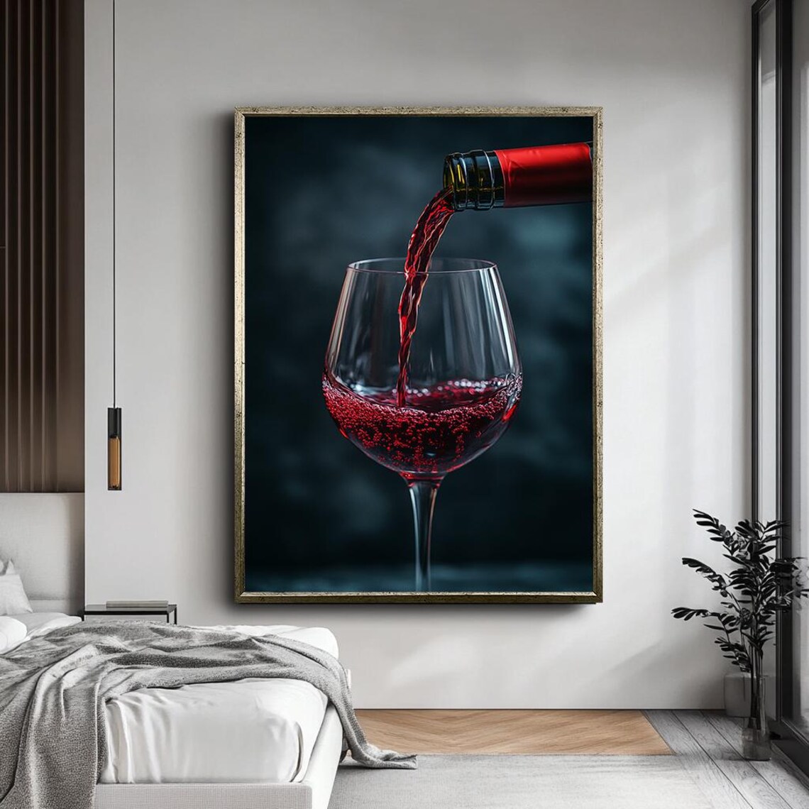 Red Wine Pouring Into Glass, Modern Wine Art Print - Image 4