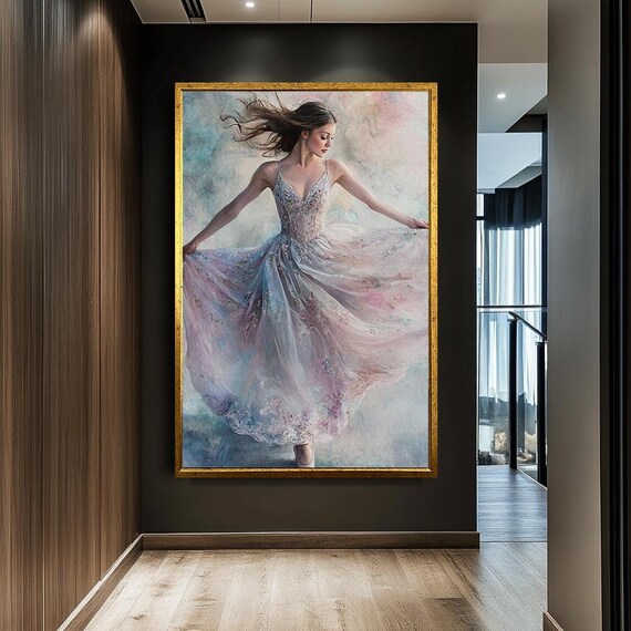 Graceful Dancing Woman Flowing Pastel Gown Dreamy Ballet Poster