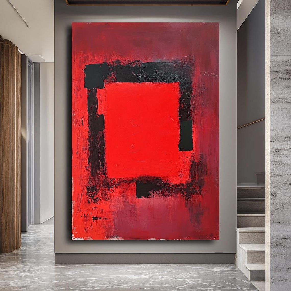 Mark Rothko Style Bold Red Black Geometric Abstract Minimalist Poster
