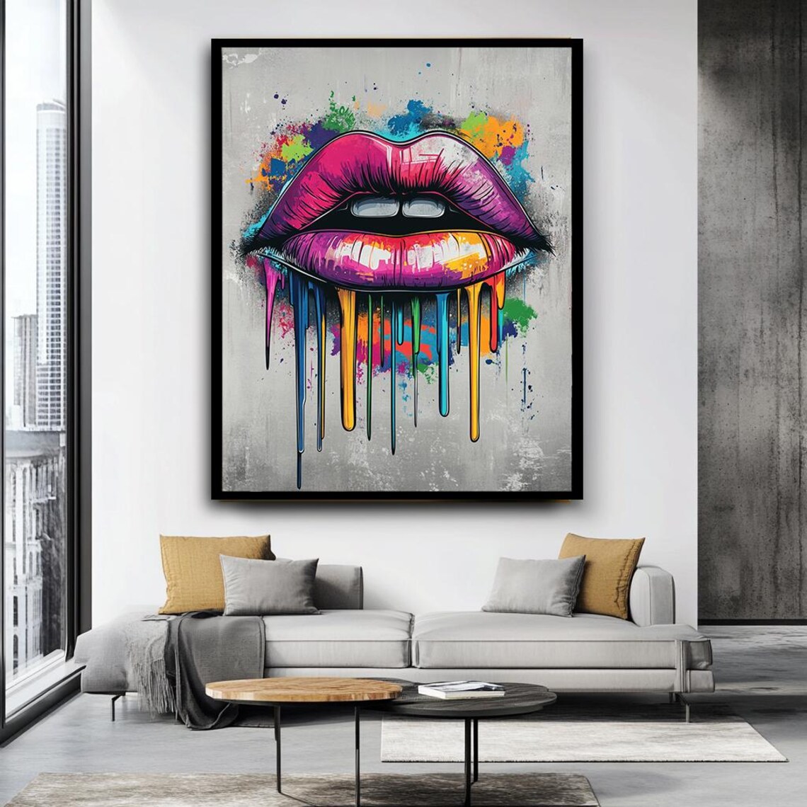 Colorful Dripping Lips Pop Art, Street Art Print - Image 2