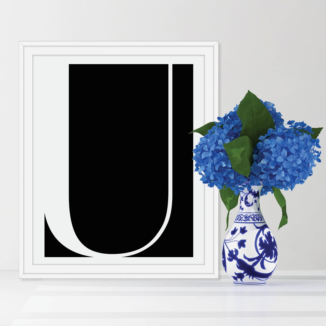 Initial Letter Art White Serif On Black Bold Typography Poster - Image 5