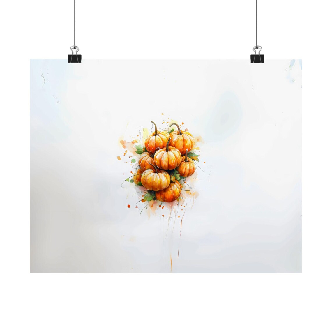 Watercolor Pumpkin Cluster Autumn Harvest Kitchen Decorative Poster