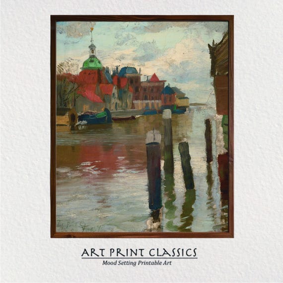 Naturalistic Water Scene Impressionist Style French River Painting Seascape Na5