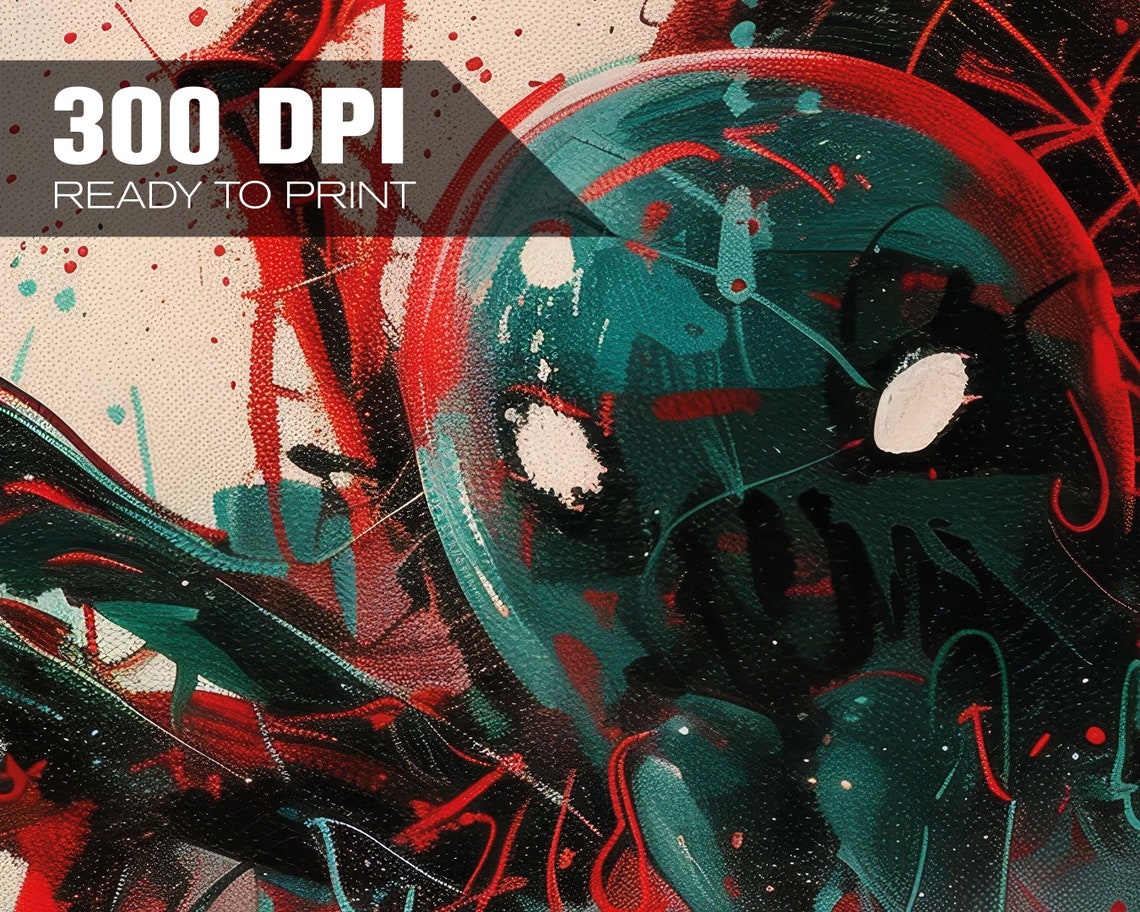 Spider Dramatic Red Teal Abstract Arachnid Close Up Wall Art Poster - Image 4