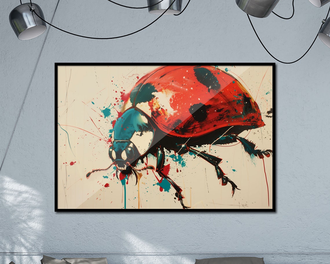 Microcosm Collection Ladybug Vibrant Art Wall Decor Poster Art Print Abstract Painting
