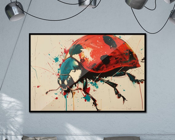 Microcosm Collection Ladybug Vibrant Art Wall Decor Poster Art Print Abstract Painting