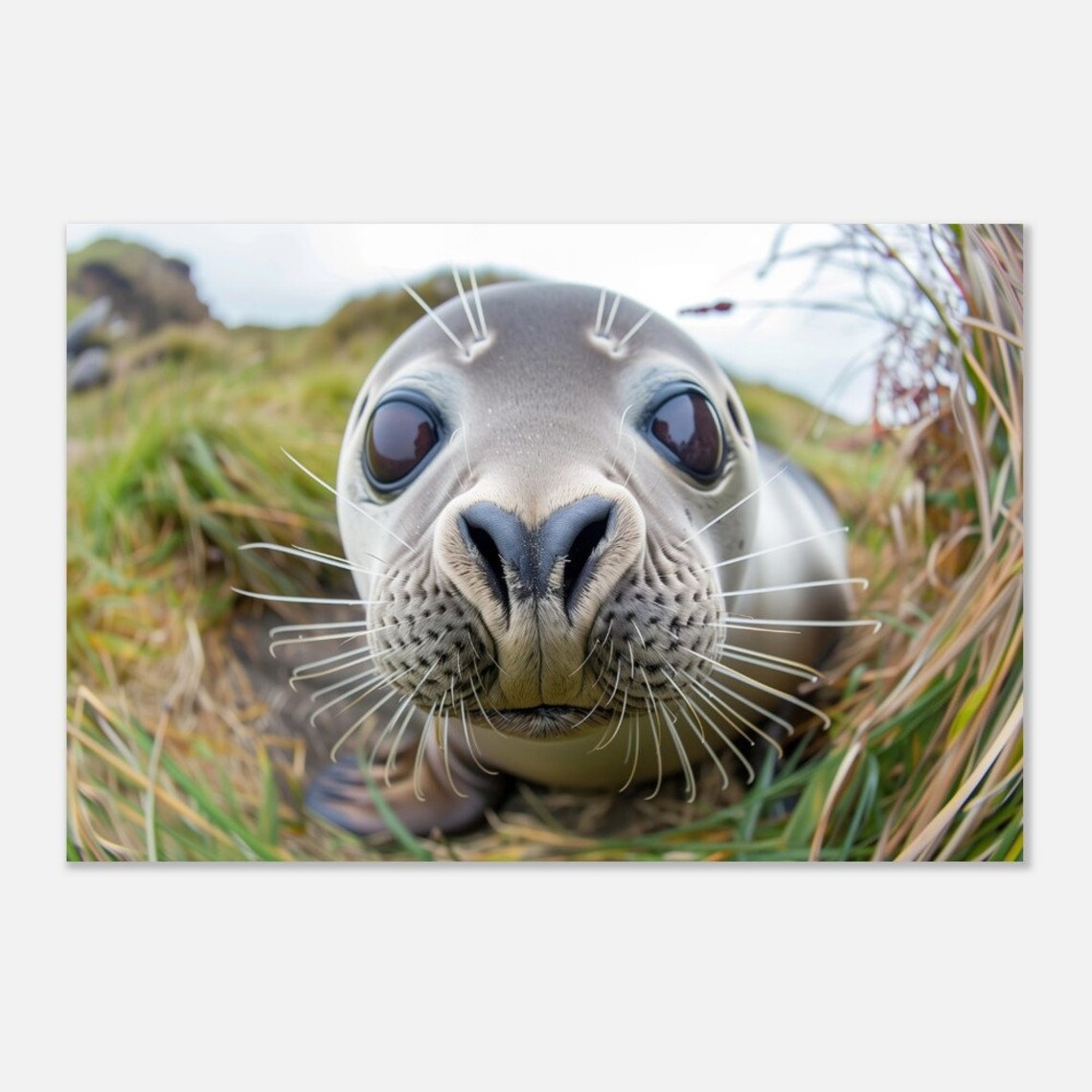 Seal Pup Face Close Up Whiskered Wildlife Photo Playful Nose Poster - Image 4
