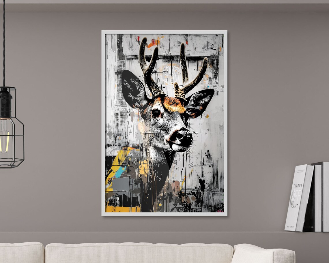 Graffiti Deer, Urban Style Abstract Illustration