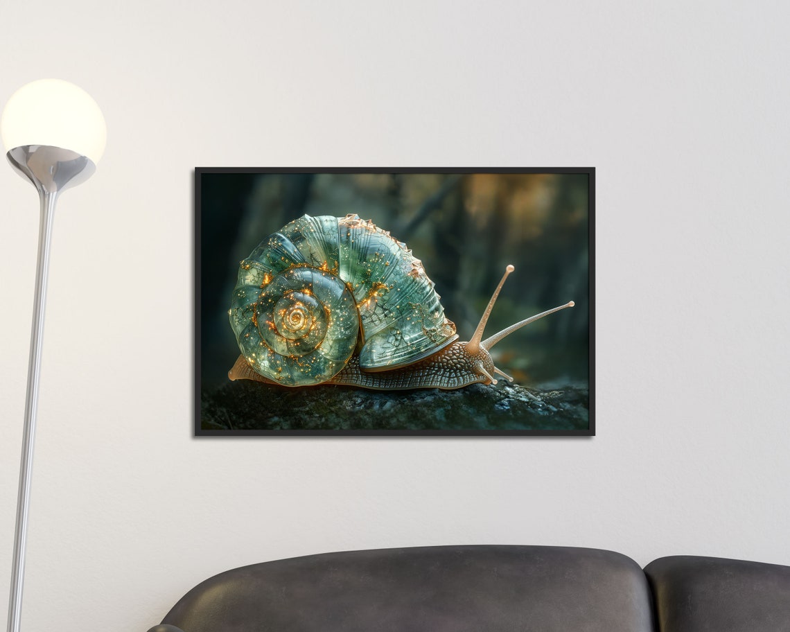 Mystical Snail Iridescent Crystal Shell Magical Nature Art Poster