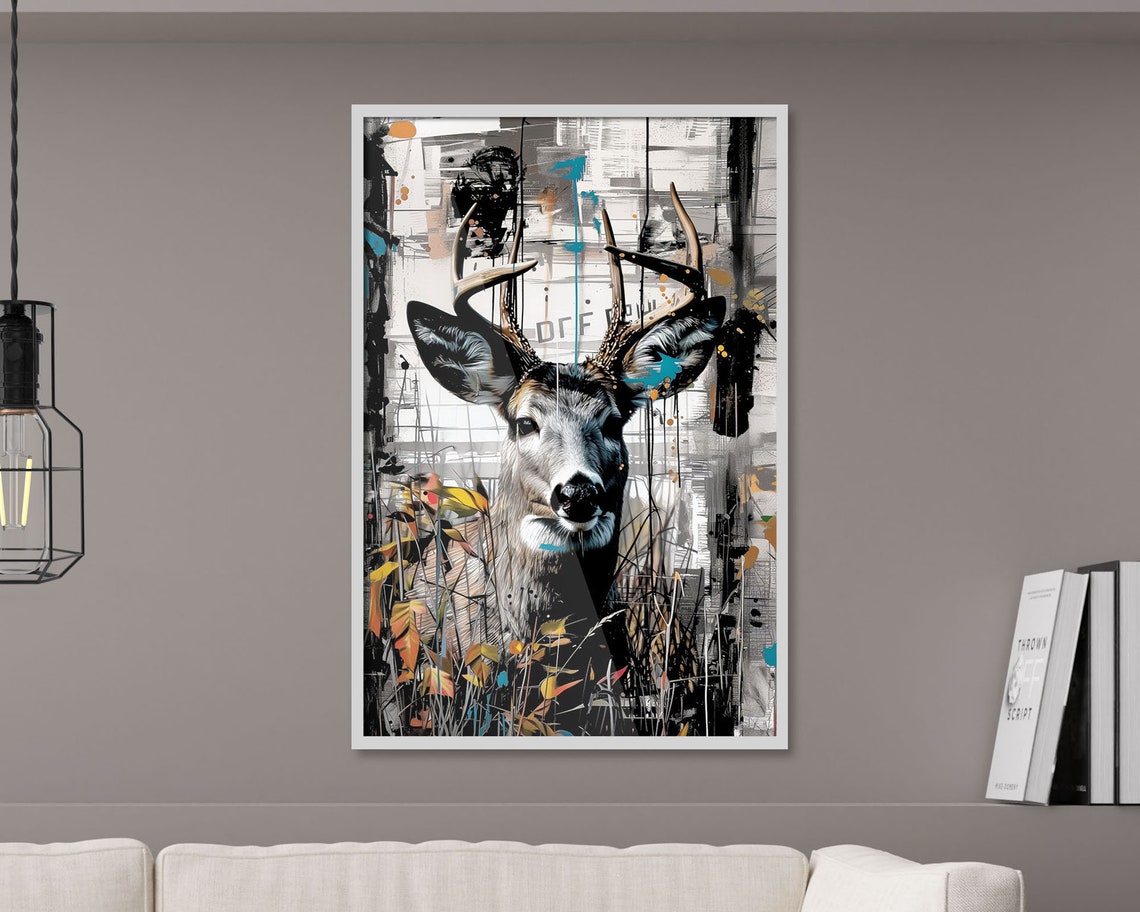 Graffiti Style Deer Stag Portrait Urban Street Art Wildlife Poster