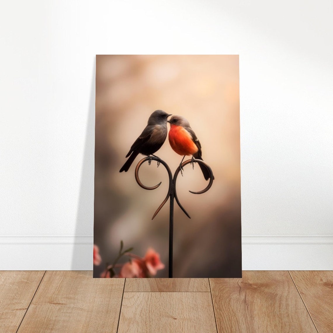 Two Birds On Heart Ironwork Perch Tender Romantic Bird Pair Poster - Image 4