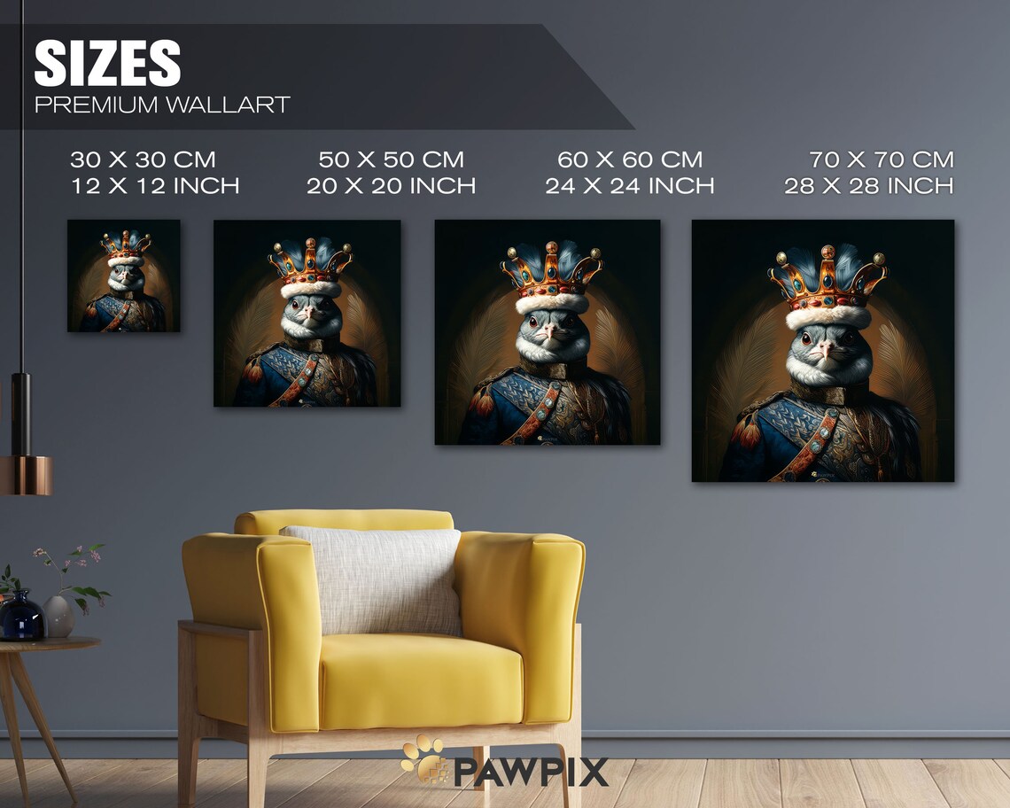 Royal Crowned Bird With Jeweled Crown Blue Royal Uniform Whimsical Art - Image 3