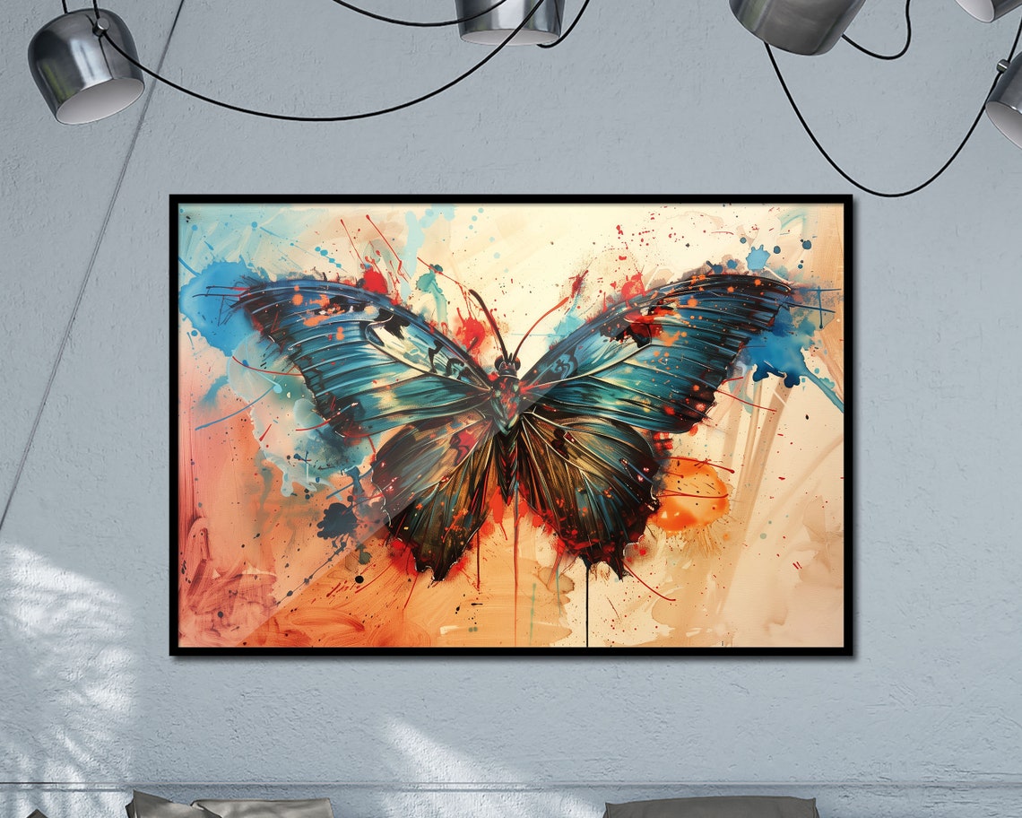 Microcosm Collection Butterfly Vibrant Art Wall Decor Poster Art Print Abstract Painting