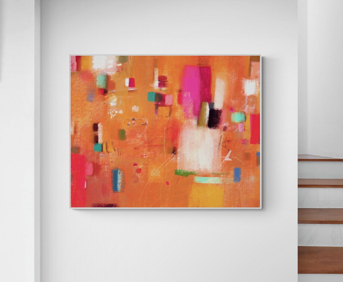 Abstract Colorful Orange Wall Art Print, Modern - Image 3