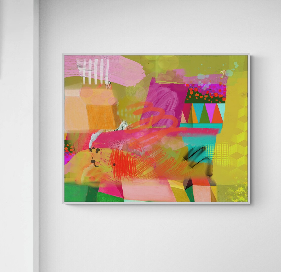 Colorful Abstract Art Green Orange Instant Wall Art Modern Wall Decor Abstract Painting - Image 2