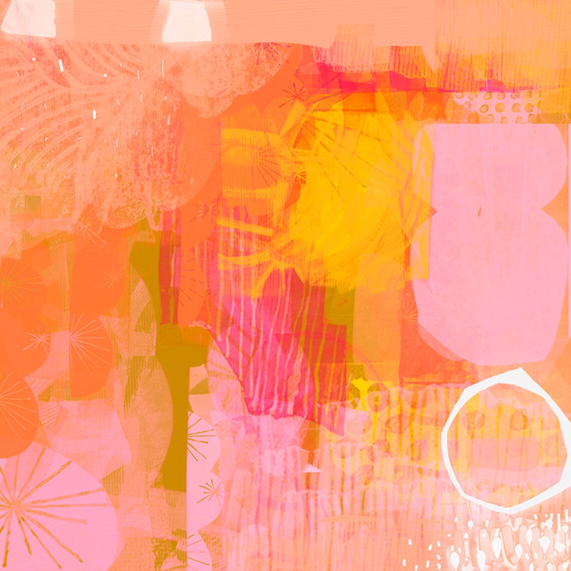 Abstract Art Print, Pink Yellow Orange Modern Decor - Image 3