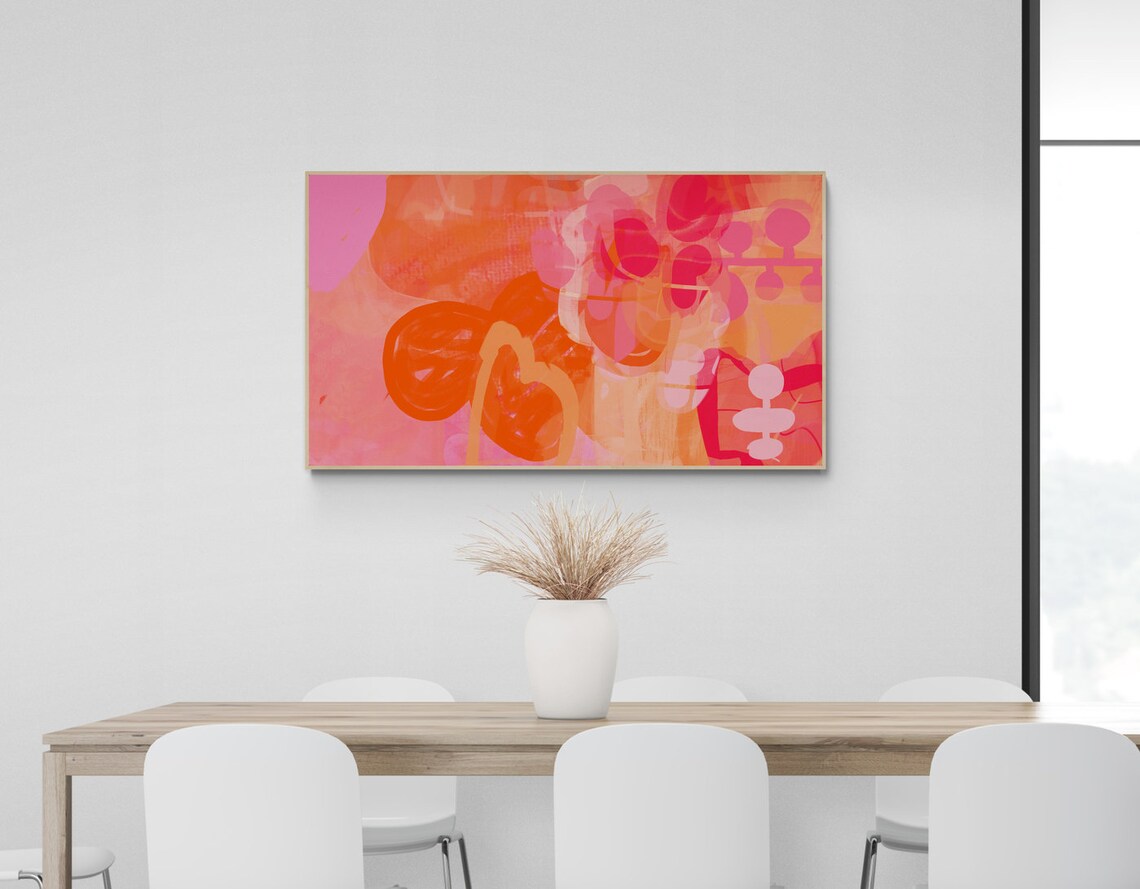 Abstract Frame Tv Art Bright Orange Pink Art For Tv For Frame Abstract Tv - Image 4