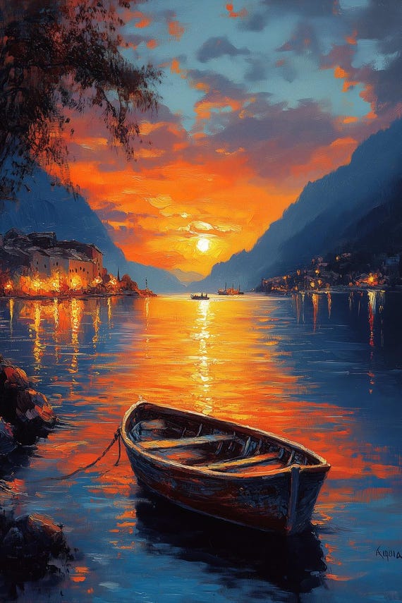 Vibrant Sunset Reflections Print Inspired By Impressionist Artists Stunning Wall Art For Home Decor And Relaxation