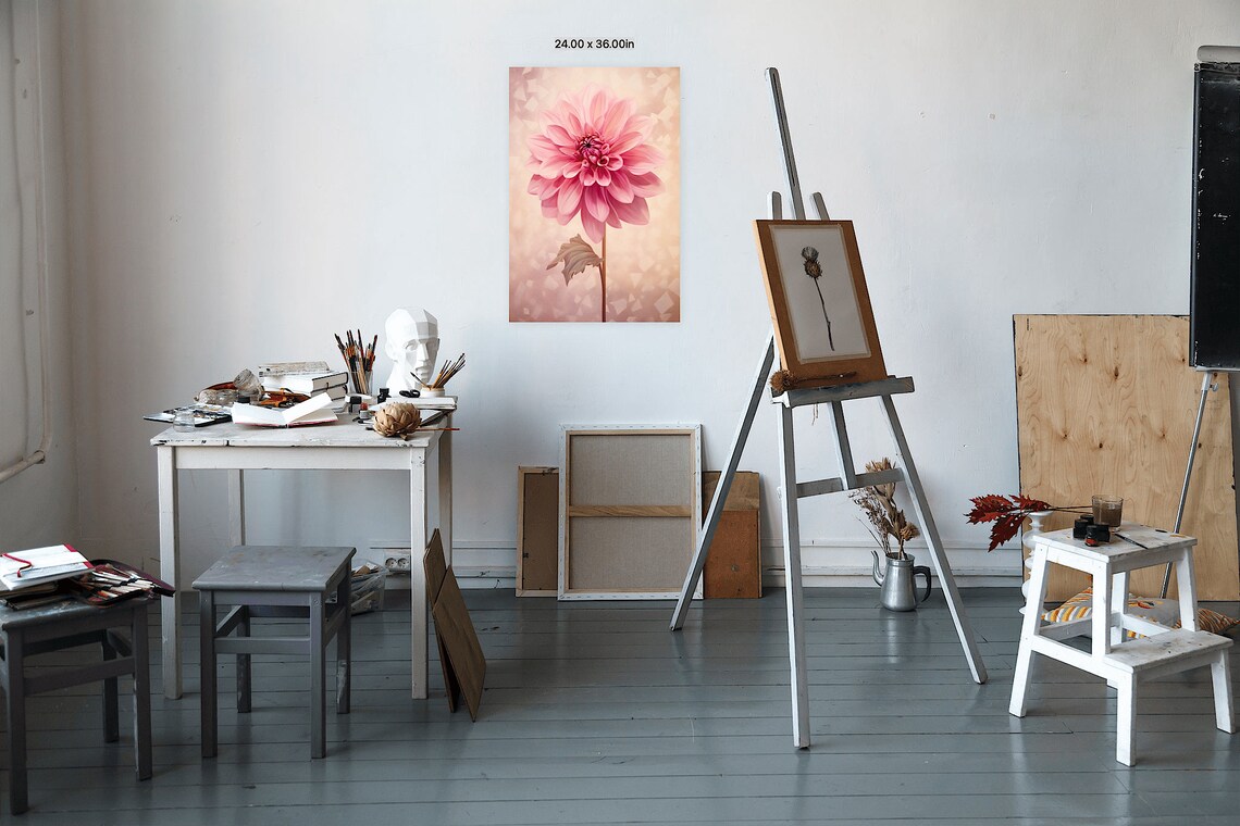 Pink Dahlia, Georgia Okeeffe Inspired Art Print - Image 2