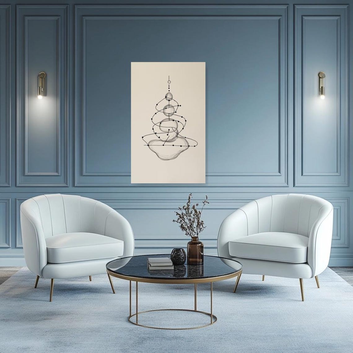 Minimalist Zen Stone Spiral Continuous Line Art Drawing Wall Poster - Image 2