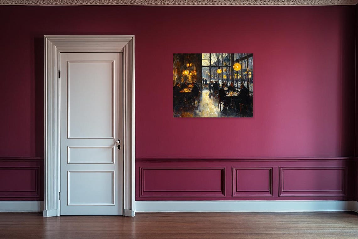 Warm Cafe Interior With Street Window Glow Impressionist Poster - Image 3