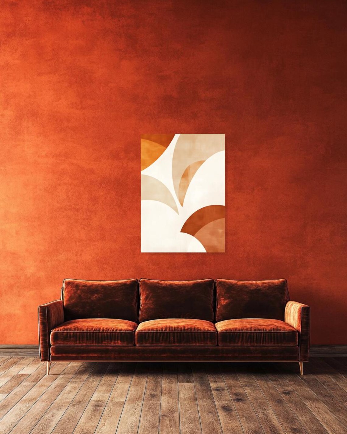 Terracotta Curved Shapes Mid Century Modern Abstract Art Poster - Image 3