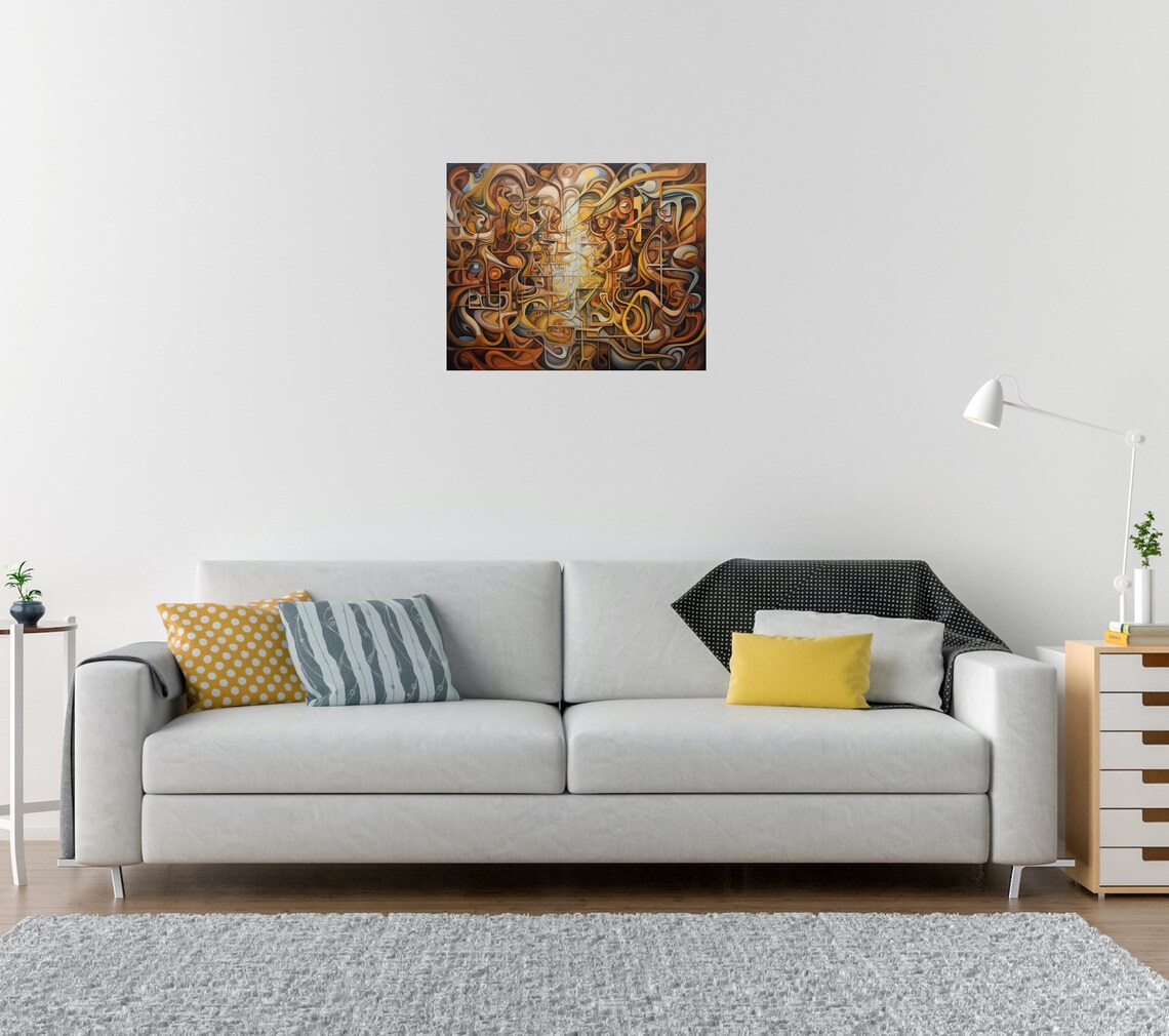 Abstract Surrealist Amber Swirls Organic Shapes Warm Brown Wall Poster - Image 2