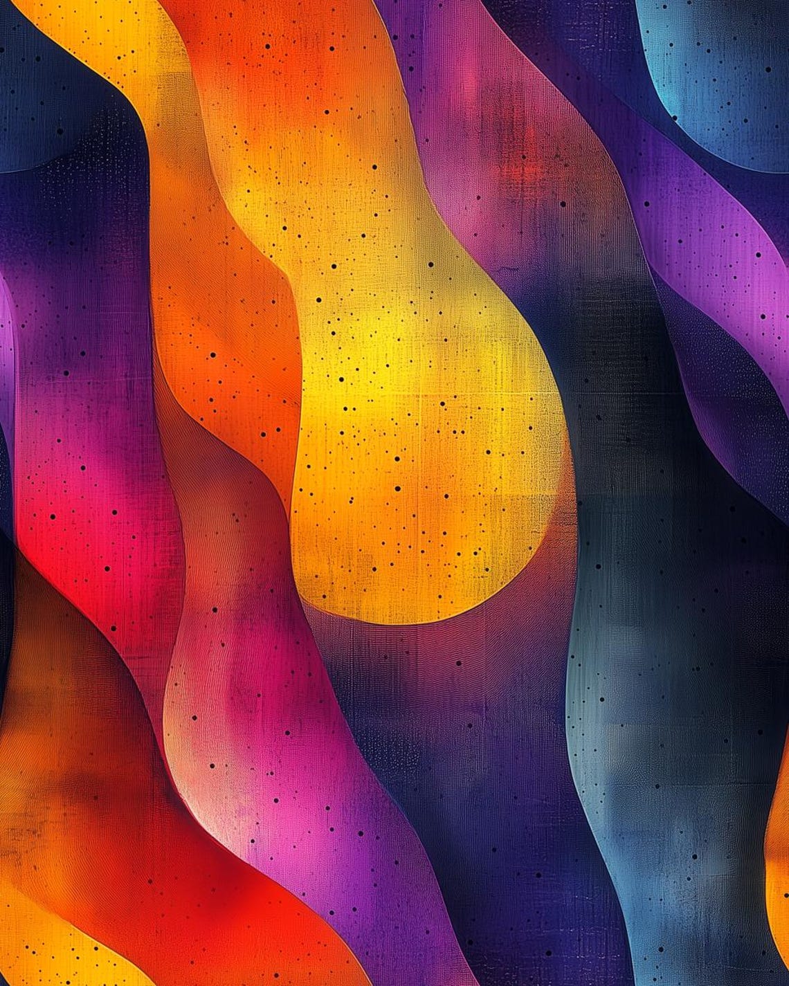 Colorful Flowing Wave Bands Vibrant Kandinsky Style Abstract Poster